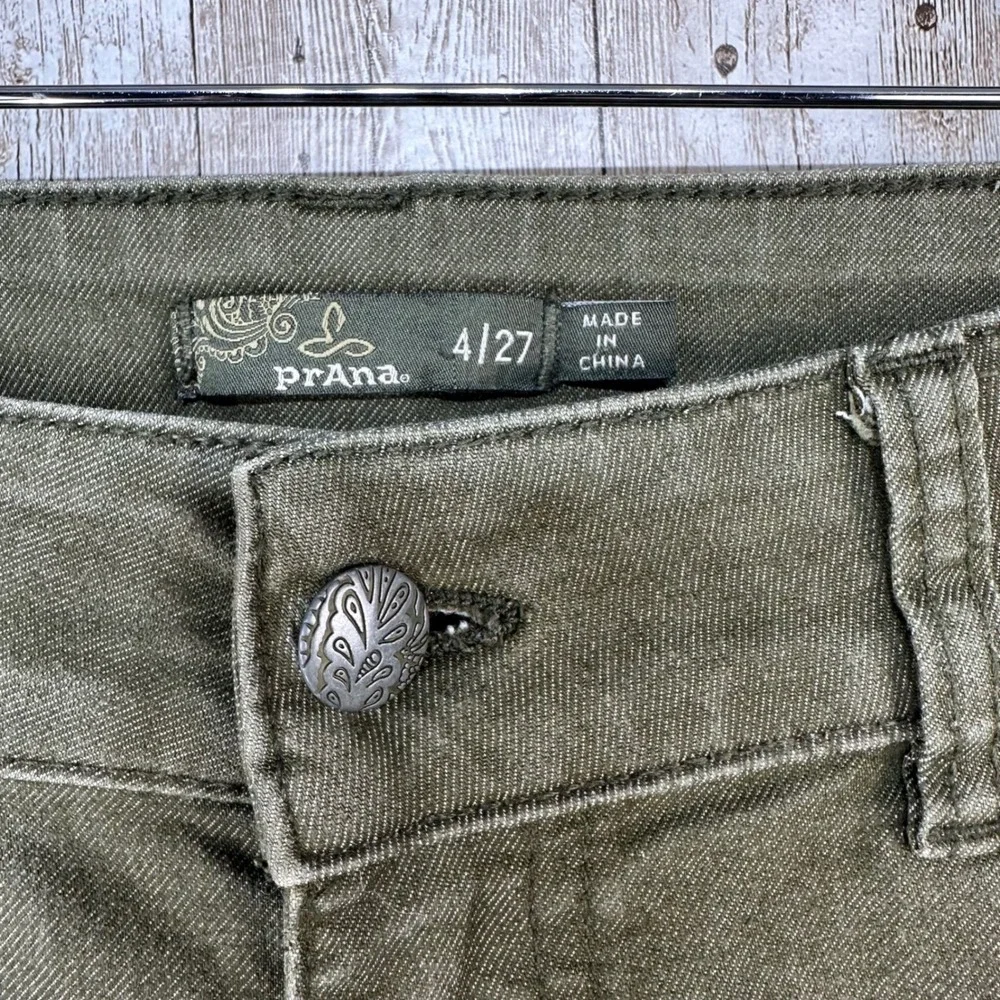 Prana Womens‎ Olive Green Skinny Jeans Size 4/27 Distressed Casual Hiking Pants